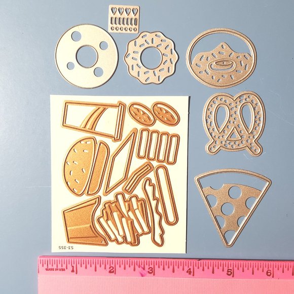 Other - #68 METAL CRAFT DIES – SET OF 17 BURGER FRIES PIZZA PRETZEL DONUT SPRINKLES